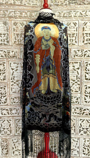 GOLDEN LOTUS BUDDHA SILK VELVET SHAWL