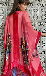 THE COLETTE BEADED KIMONO IN SCARLET