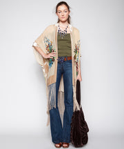 THE COLETTE BEADED KIMONO IN ANTIQUE IVORY