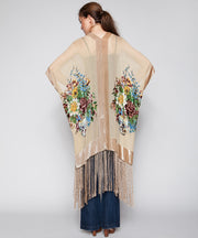 THE COLETTE BEADED KIMONO IN ANTIQUE IVORY