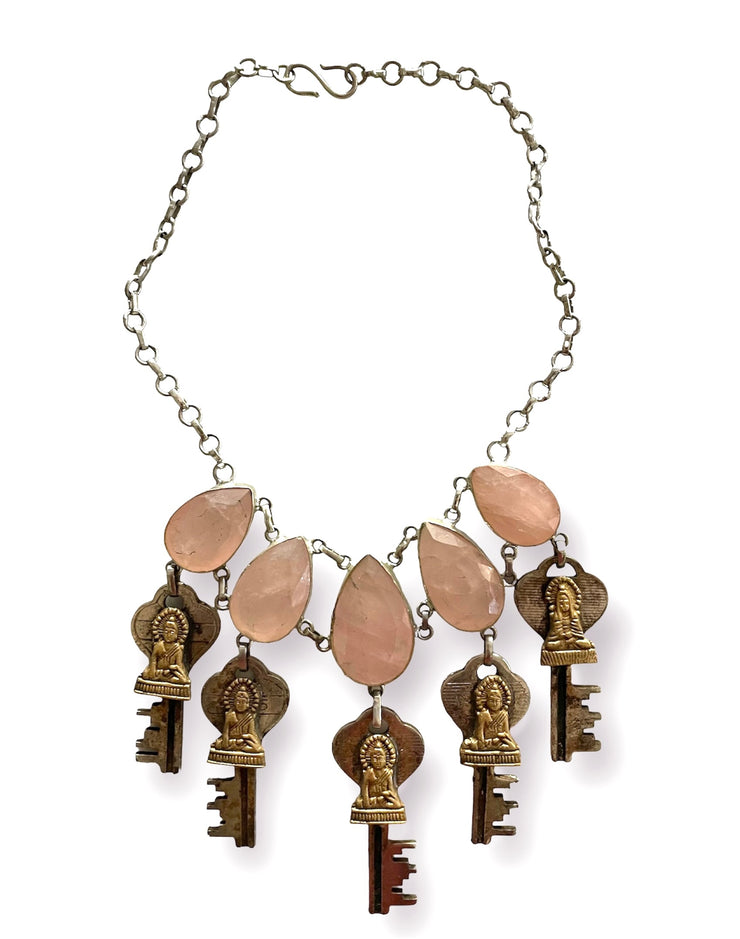 ROSE QUARTZ LUCKY IN LOVE BUDDHA NECKLACE - Heidi Abra