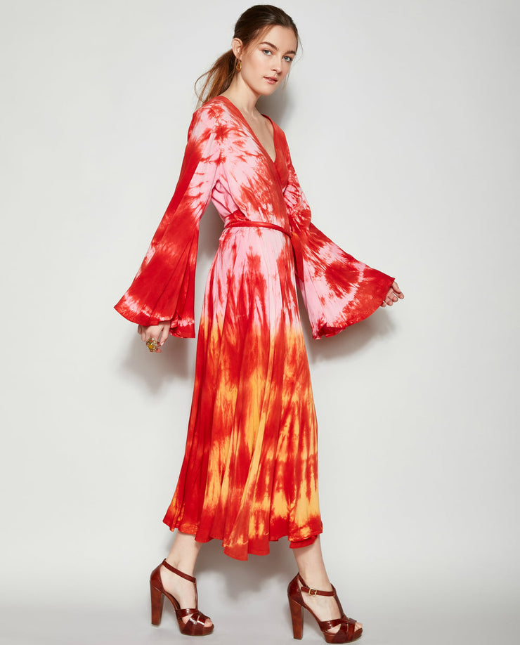 INDIAN SUNRISE TIE DYE WRAP DRESS – Heidi Abra