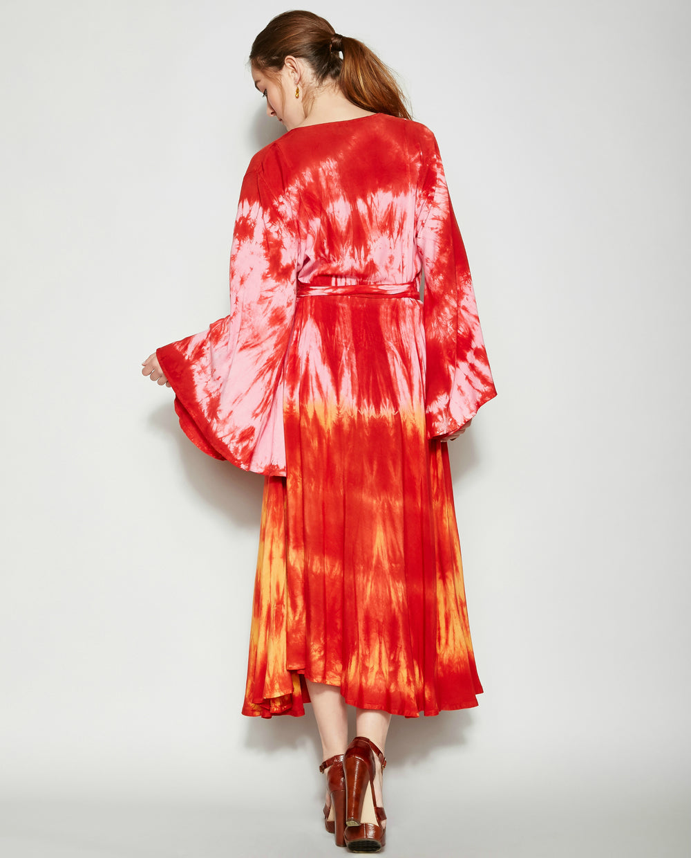knee length dresses for ladies Indian Sunrise Tie Dye Wrap Dress