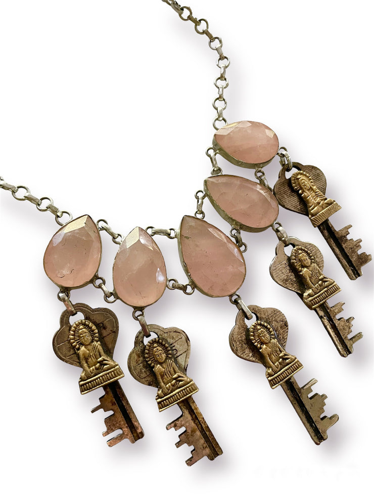 ROSE QUARTZ LUCKY IN LOVE BUDDHA NECKLACE - Heidi Abra